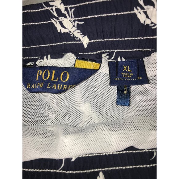 Men's Navy and White Lobster Print Polo Ralph Lauren Trunks - Picture 3 of 7